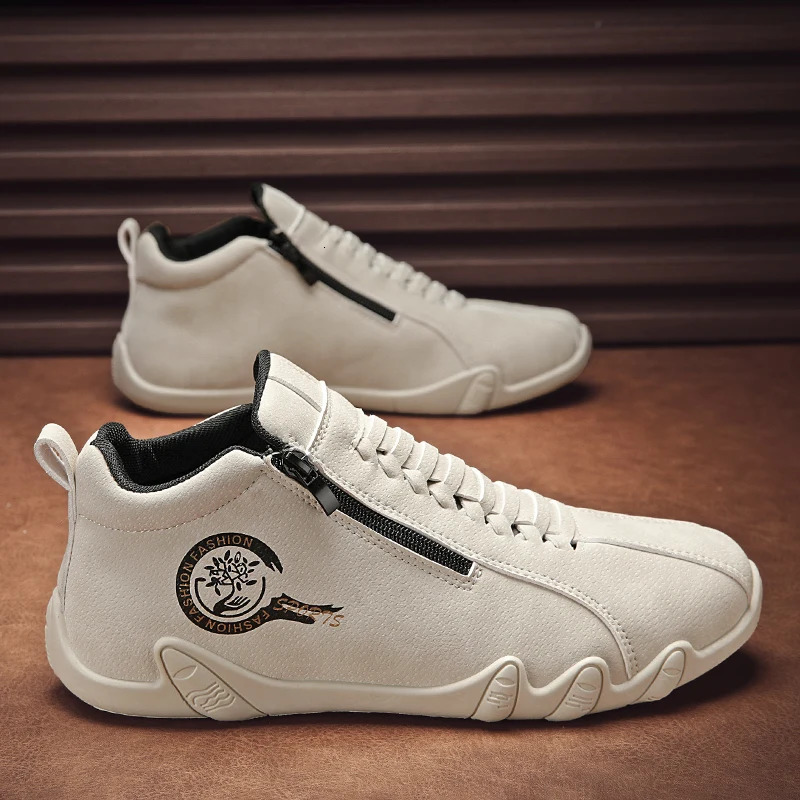 Mens Casual Shoes Side Zipper Short Boots Versatile Flat Bottom Trendy Fashionable Mens Shoes Suitable for Outdoor Sports 251014