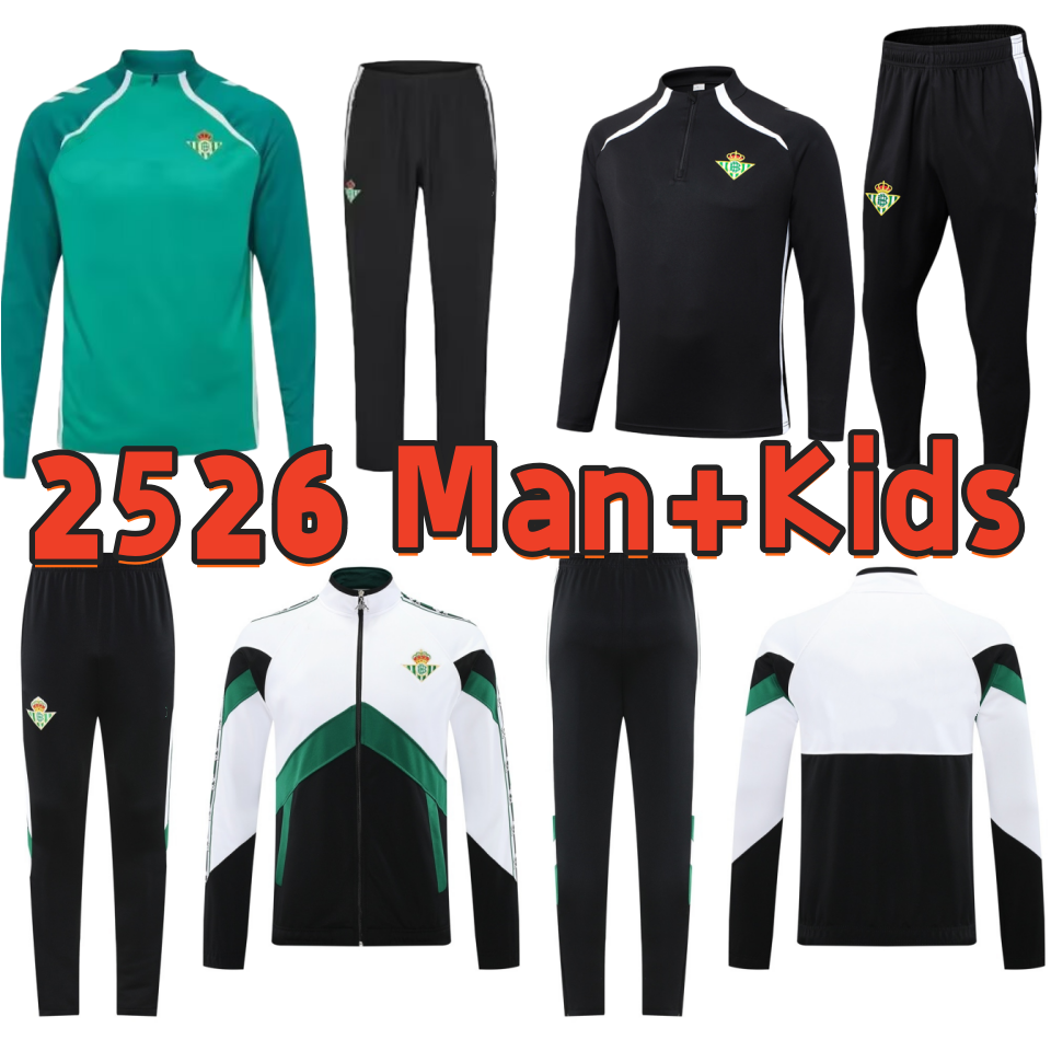 2025 2026 real Betis Football tracksuit soccer jersey men JOAQUIN camiseta Juanmi CANALES Fekir 25 26 Half zipper real Betis football training suit man child set