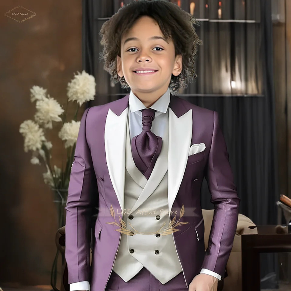 Boys 3piece suit customized groomsman wedding childrens dance party birthday tailcoat elegant little gentleman suit 251017
