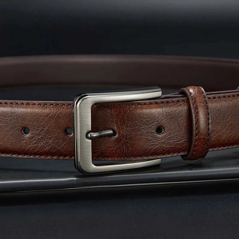 Authentic genuine leather luxury brand mens belt fashionable business alloy needle buckle belt for men W251018