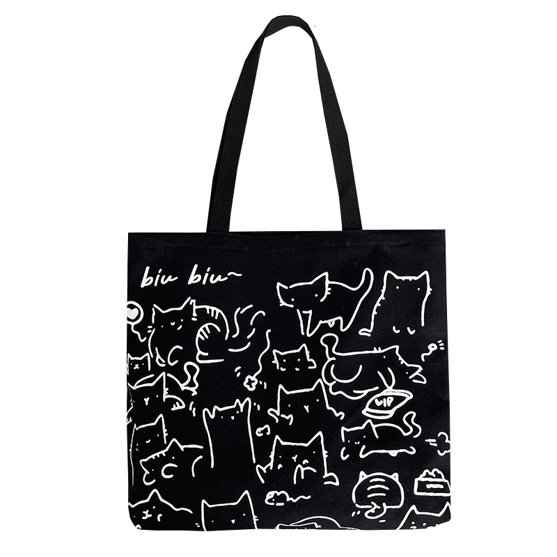 New Art Design Cute Animal Hand drawn Illustrations Shoulder Bag Backpack Literature Retro Hot Selling Fashion Large Capacity Canvas Bag for Women