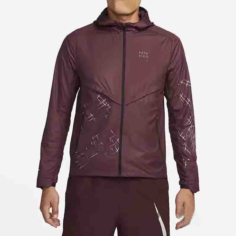Mens hooded jacket running division Jacket swear tech pack Training suit quick-dry letter print running suit Grid reflective brown black women's coat Elite running