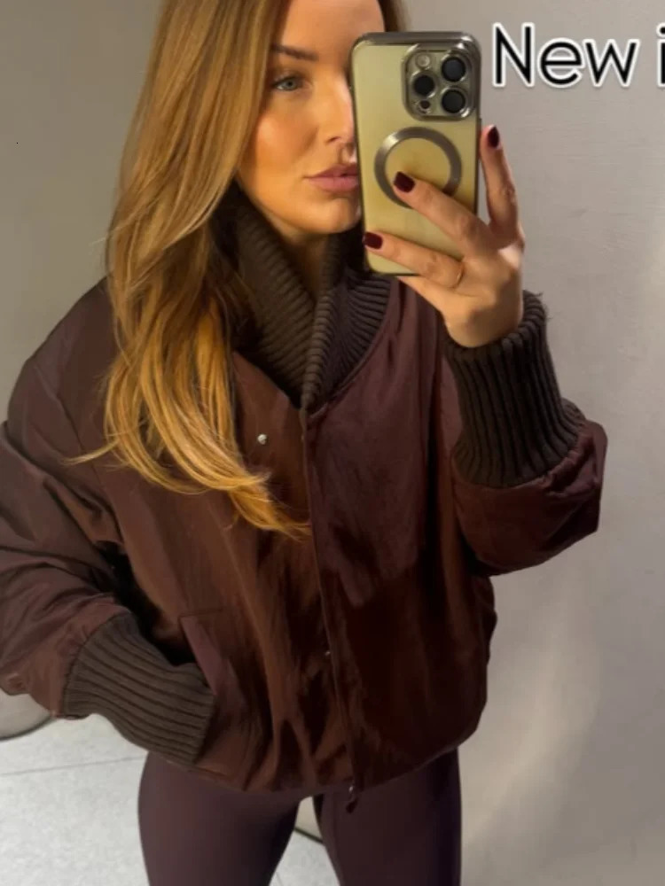 Casual Patchwork Lapel Coats Women Loose Zipper Pockets Full Sleeve Drawstring Short Jacket 2025 Autumn Lady Commute Outerwear 251010