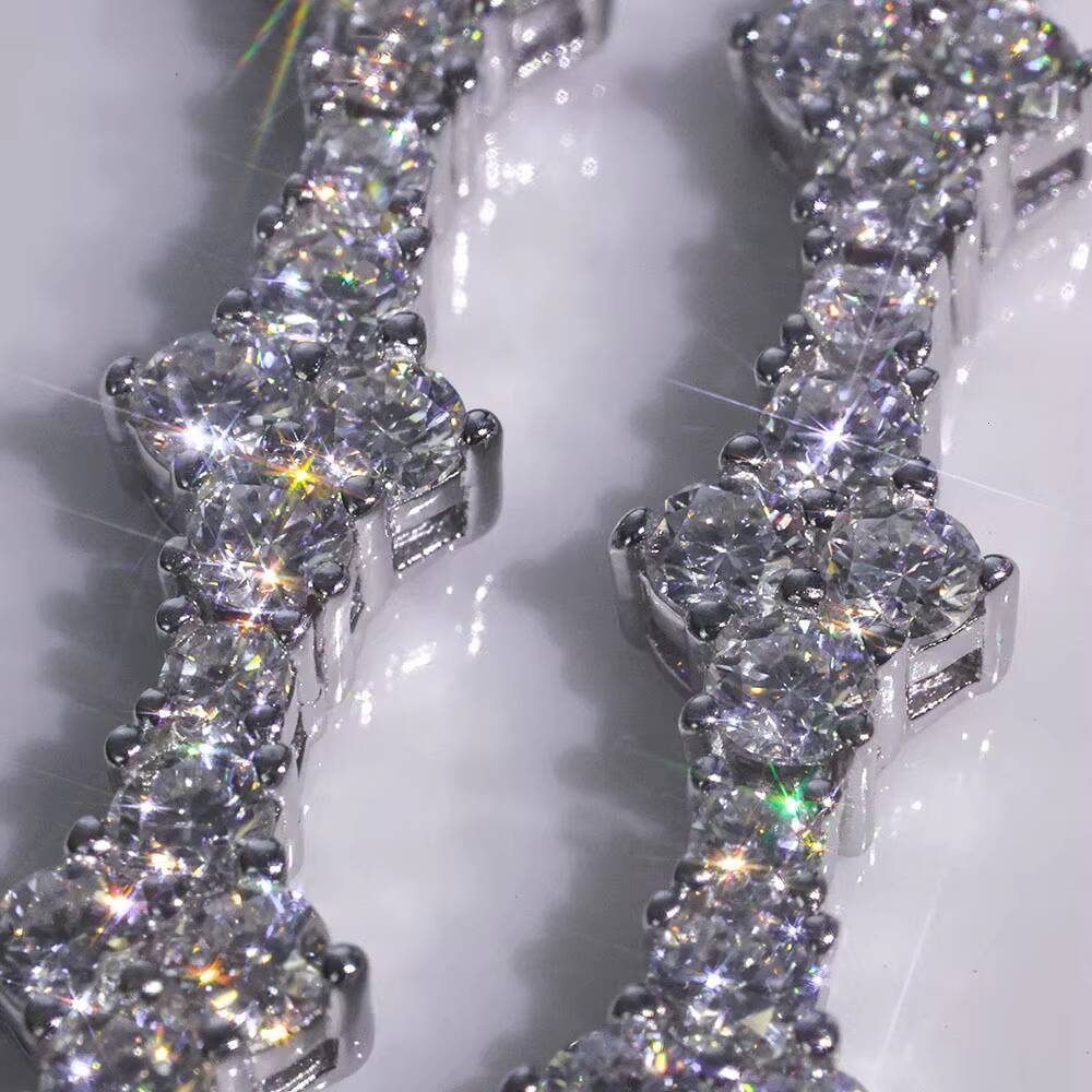 ESKEEM Fine Jewelry 925 Sterling Silver Hip Hop VVS Moissanite Necklace Tennis Chain Necklace for Men Women Gift