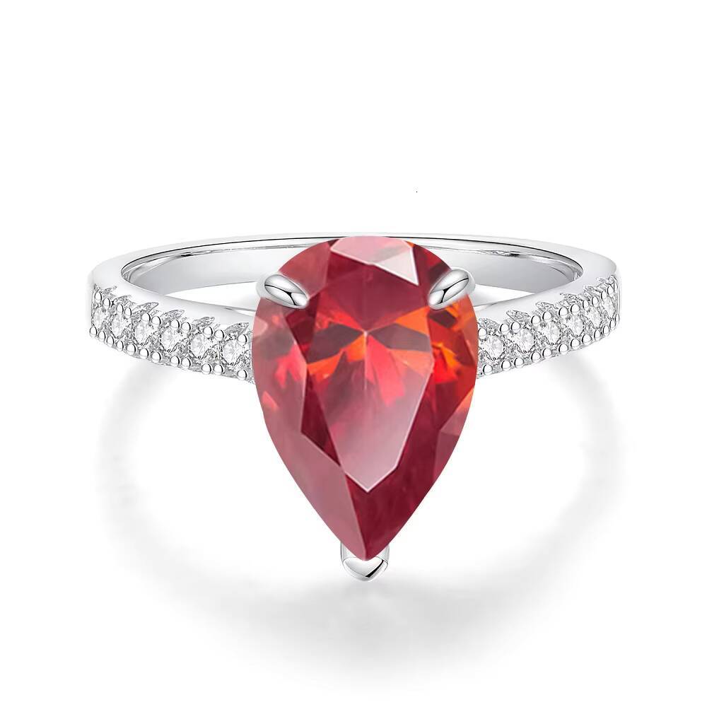 Wholesale Moissanite Pear Shaped Eternity Ring Jewelry Promise 925 Sterling Silver Engagement Wedding Moissanite Ring for Women