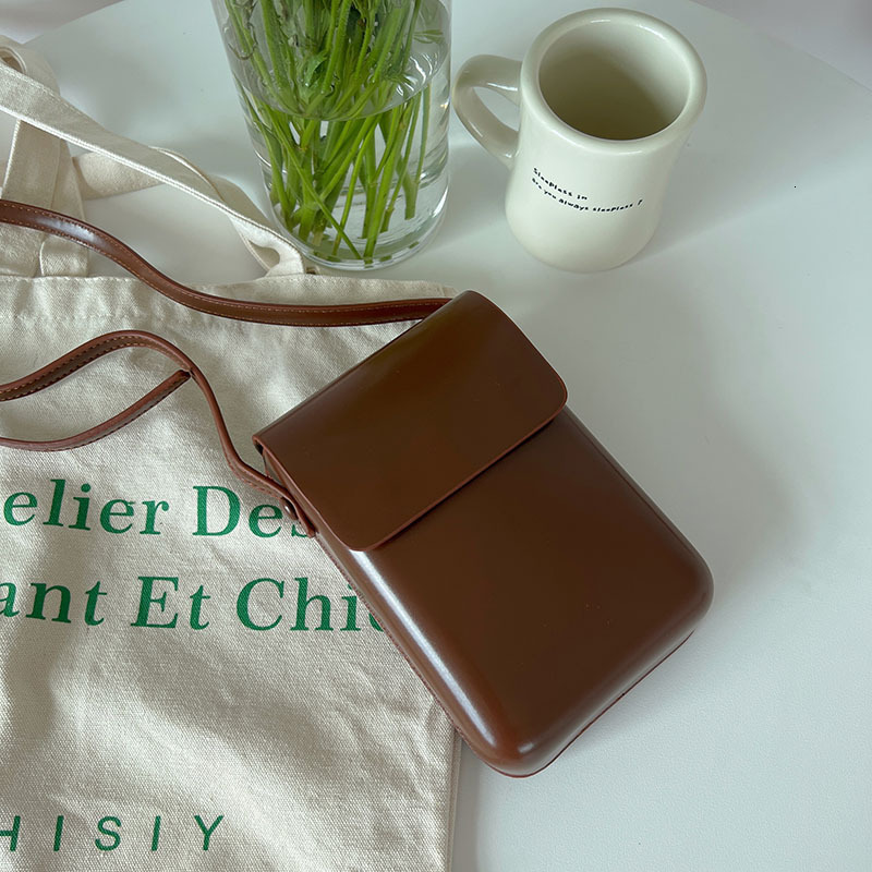 Luxury Brand Designer Bag 2025 Niche Versatile Vertical Korean And Japanese Style Coin Purse Phone Bag Simple Box Bag Unisex Textured Crossbody Small 