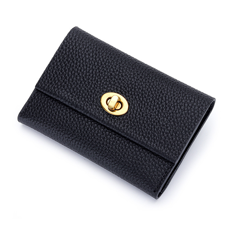 Luxury Brand Designer Bag Full Leather Small Card Holder Women's Short First Layer Cowhide Business Card Holder Multifunctional Niche Design Fash