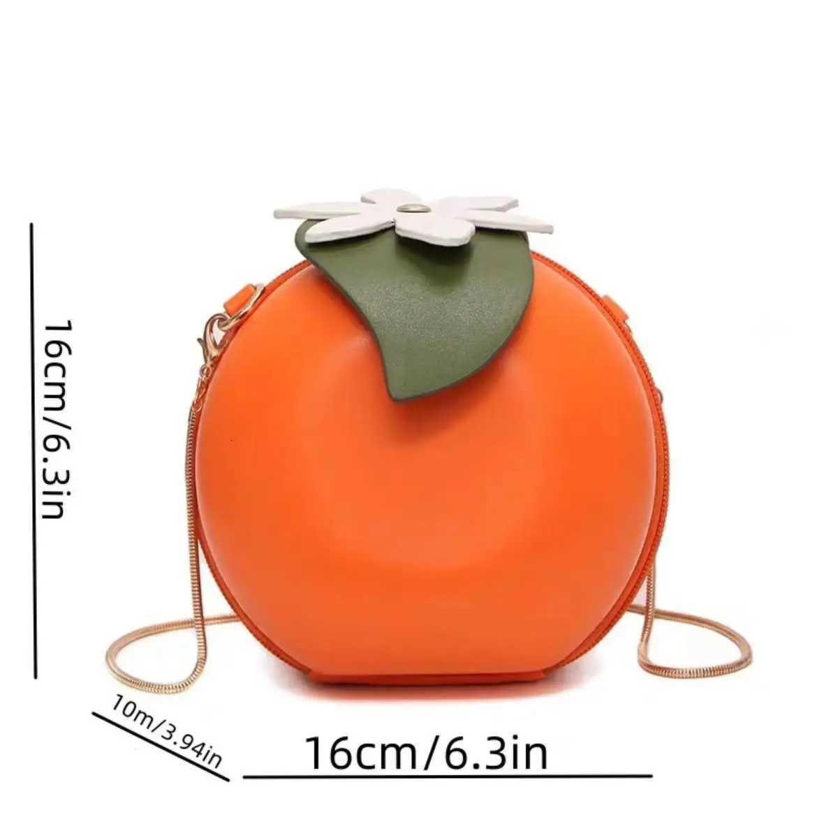 Womens Creative Cute Versatile Shoulder Crossbody Bag Chain Orange Round Bag Z251018