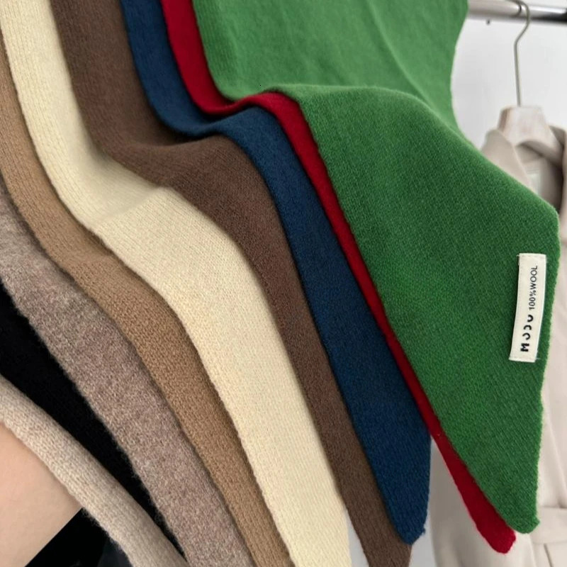 2024 wool cashmere triangle scarf winter warm small Knitted scarf Shoulder shawl Hat scarf 251016