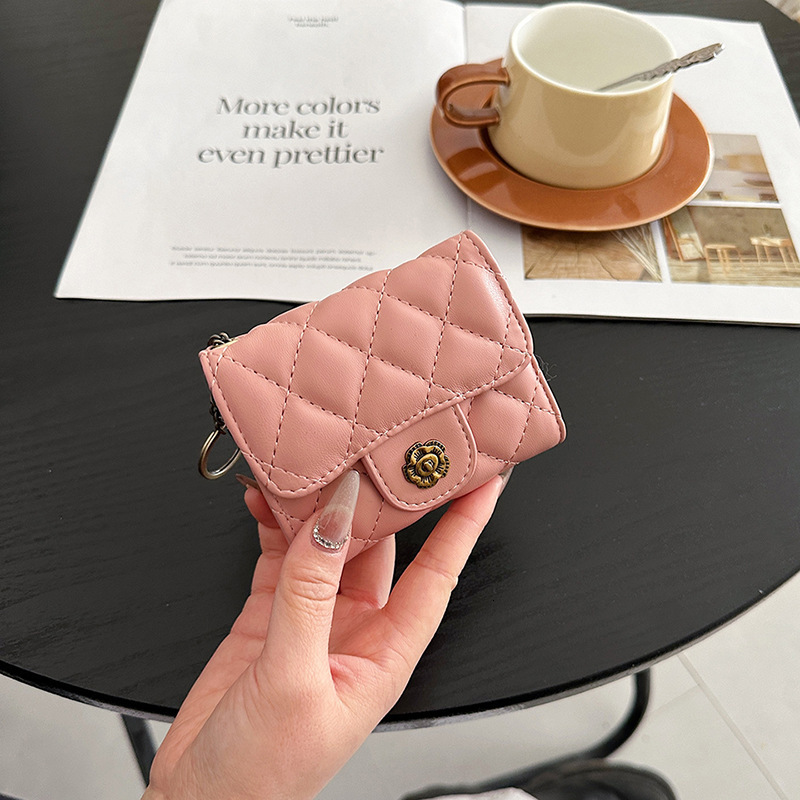 Luxury Brand Designer Bag Xiaoxiangfeng 2025 New Camellia Diamond Wallet Women's Short Coin Purse Fashion Simple Key Bag