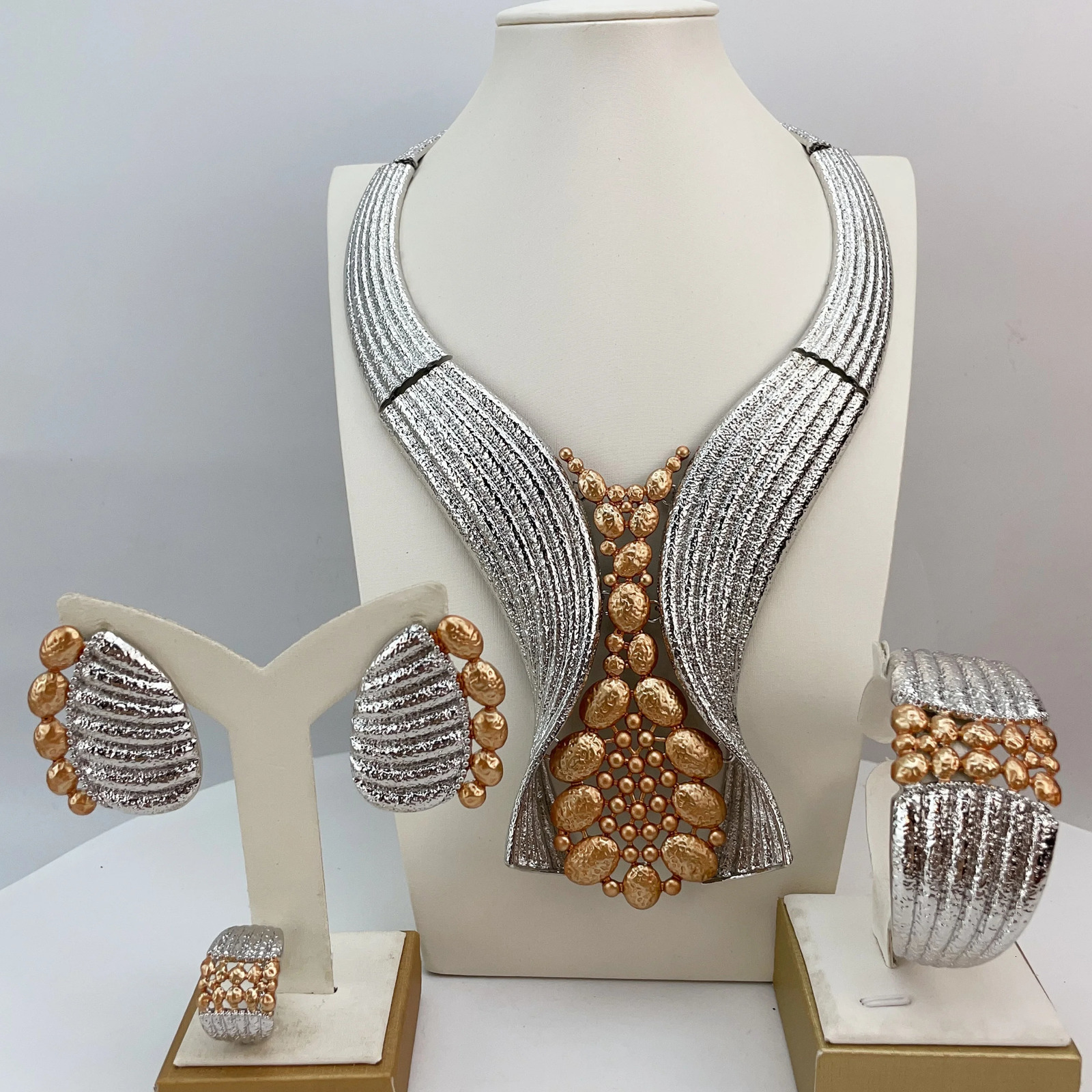 Brazilian Simple Style Big Bold Necklace Quality African Bride Jewelry Set For Women Party Gifts FHK22874 251016