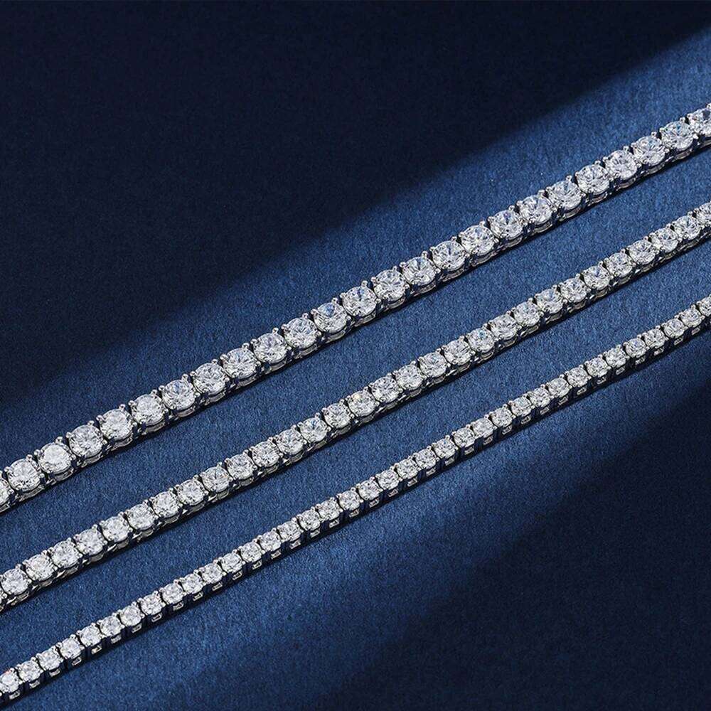 Hip Hop 3m/4m/5m Created Moissanite Gemstone Unisex Basic Tennis Chain Necklace Fine Jewelry Wholesale