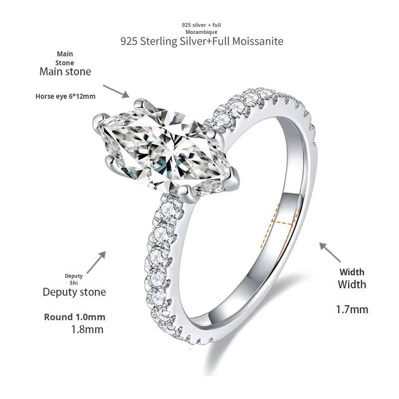 Wholesale 2CT 4CT Moissanite Rings S925 Sterling Silver White Gold Plated Gra Certified Women Engagement Ring Moissanite Ring