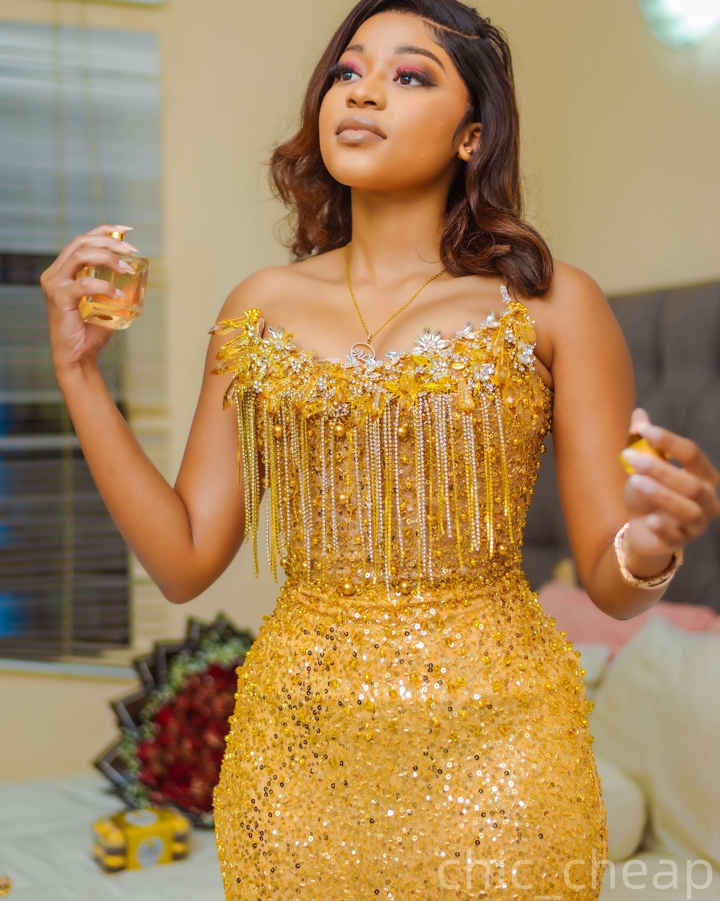 Gold Mermaid Prom Dresses 2025 Crystals Tassels Detachable Train Evening Formal Party Second Birthday Engagement Gowns Plus Size Dress For Special Occ