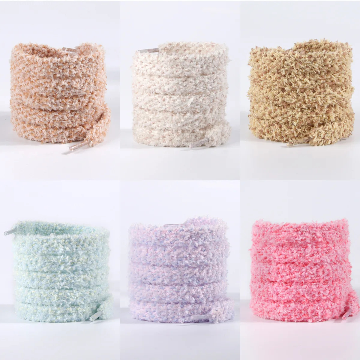 1 pair of fashionable plush shoelaces 1 cm wide flat Shoelaces for Shoes Sneaker laces Shoe accessories 100120140160 cm 251013