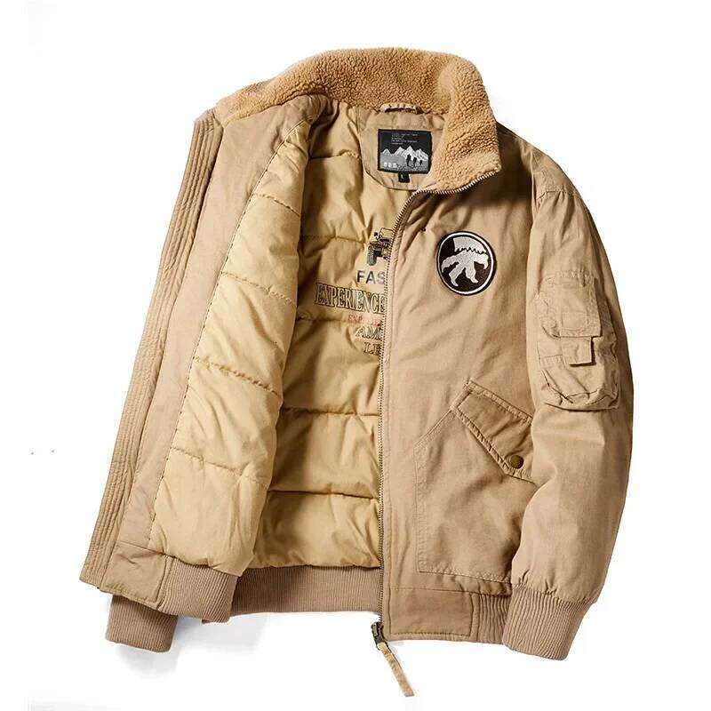 Winter Men Aviator Casual Loose Male Outerwear Bomber Coats Thickened And Flannel Jackets Thicker Warm Workwear Parkas