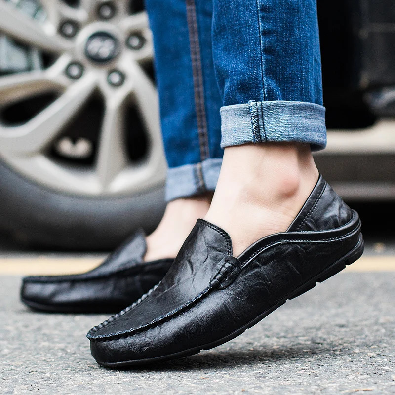 Men Loafers Leather Shoes Men Casual Shoes Moccasins Breathable Sneakers Men Driving Shoes Comfort Flats Plus Size 47 251013