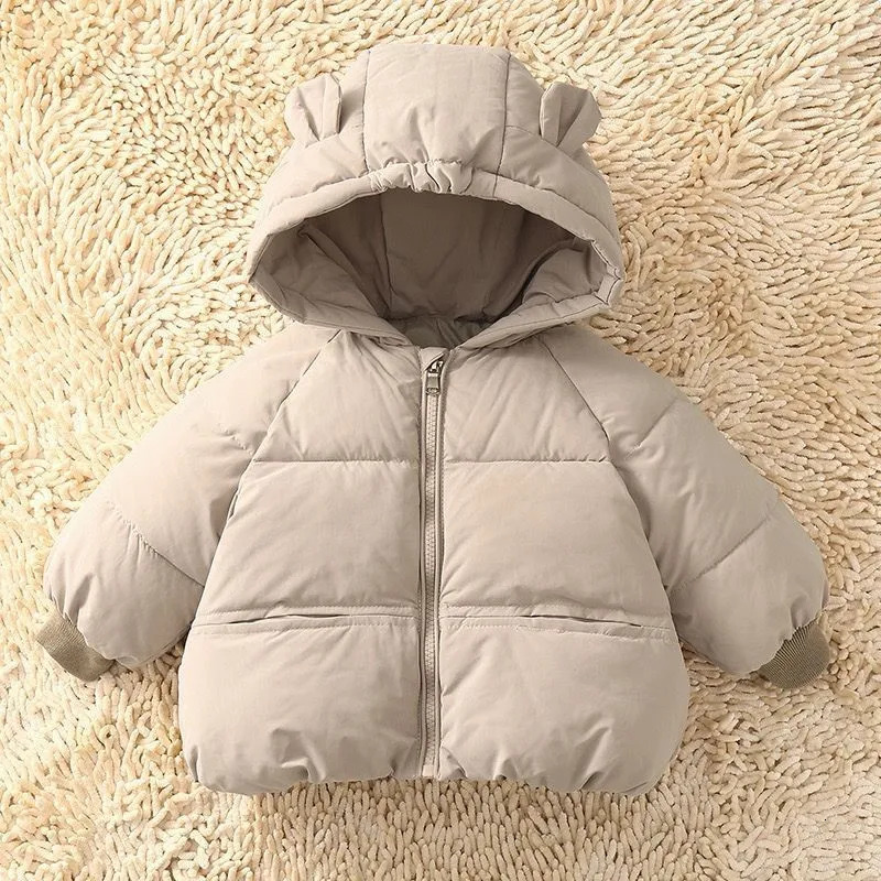 Kids Boys Winter Thicken Warm Hooded Down Jacket Girls Baby Solid Color Cotton Outerwear Fashion Zipper Casual Clothes 15 Years 251017