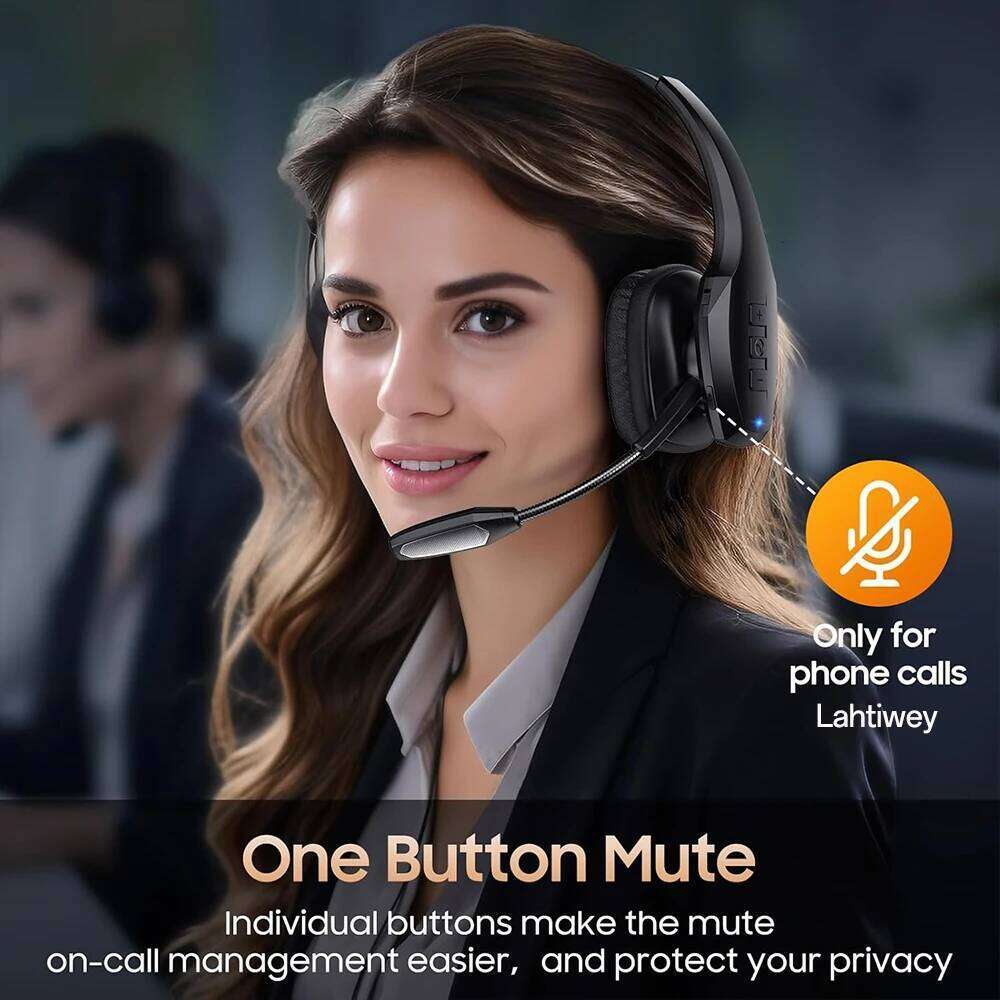 Trucker Headset, Wireless Headset Mic, Bluetooth Headsets With Dual Noise Cancelling Microphone & Mute Button