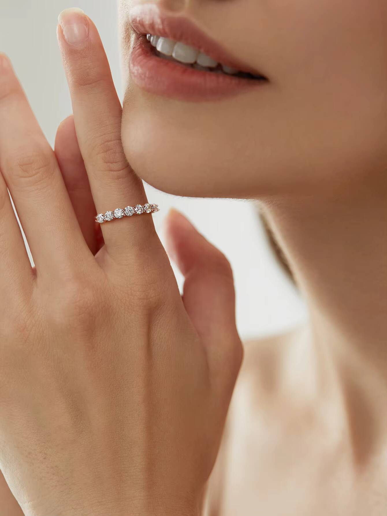 925 Sterling Silver 18k Gold Colorful 7 Stone Diamond Moissanite Eternity Engagement Ring Seven Princess Women Fine Jewelry