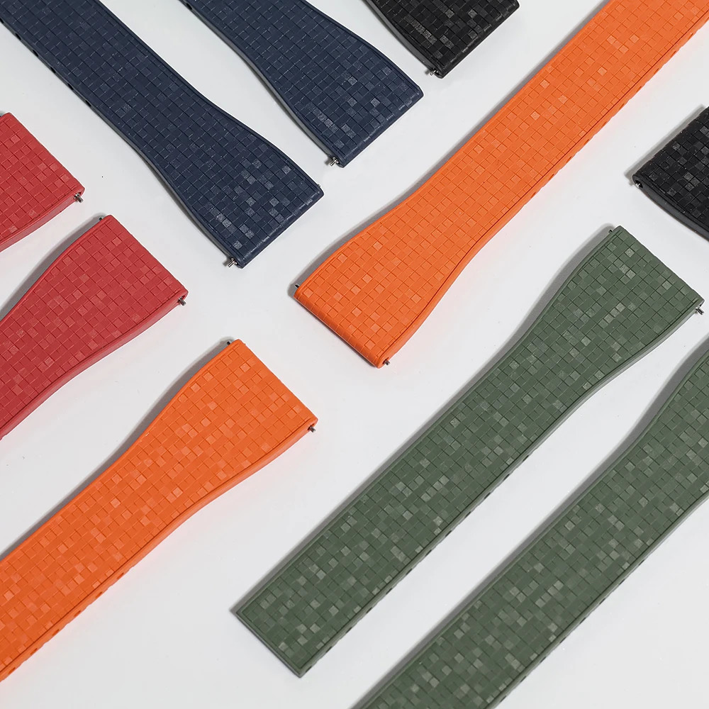 CTS FKM Rubber Watch Strap 16mm 18mm 19mm 20mm 22mm Quick Release Butterfly Buckle Watch Band FKM Strap Cut To Size 251016