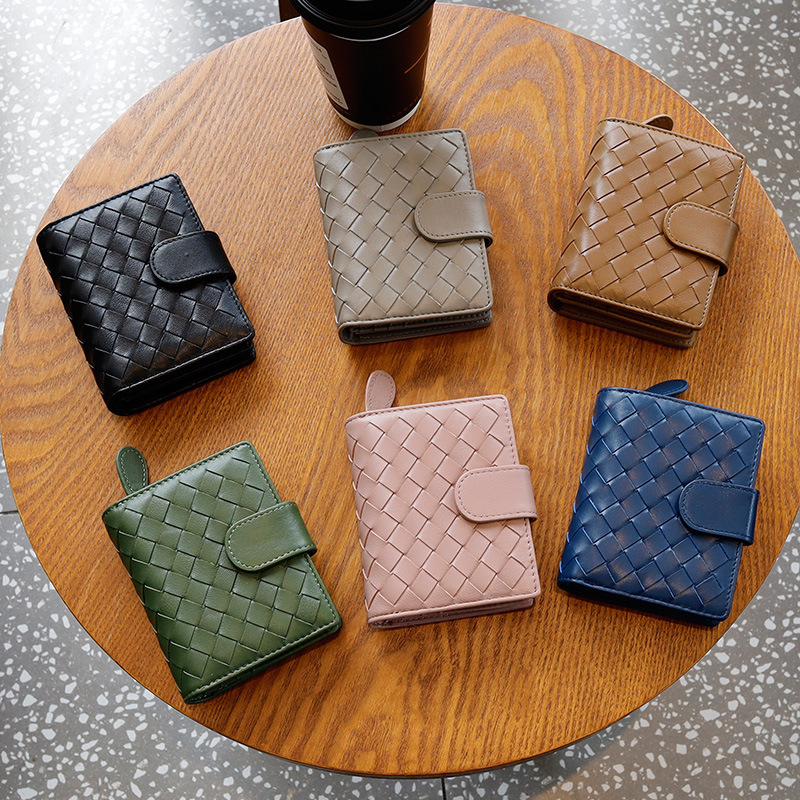 Luxury Brand Designer Bag Women's Wallet Fashion Sheepskin Woven Style Coin Purse Female 80% Off Card Holder Genuine Leather Multi-Card Slot Wall