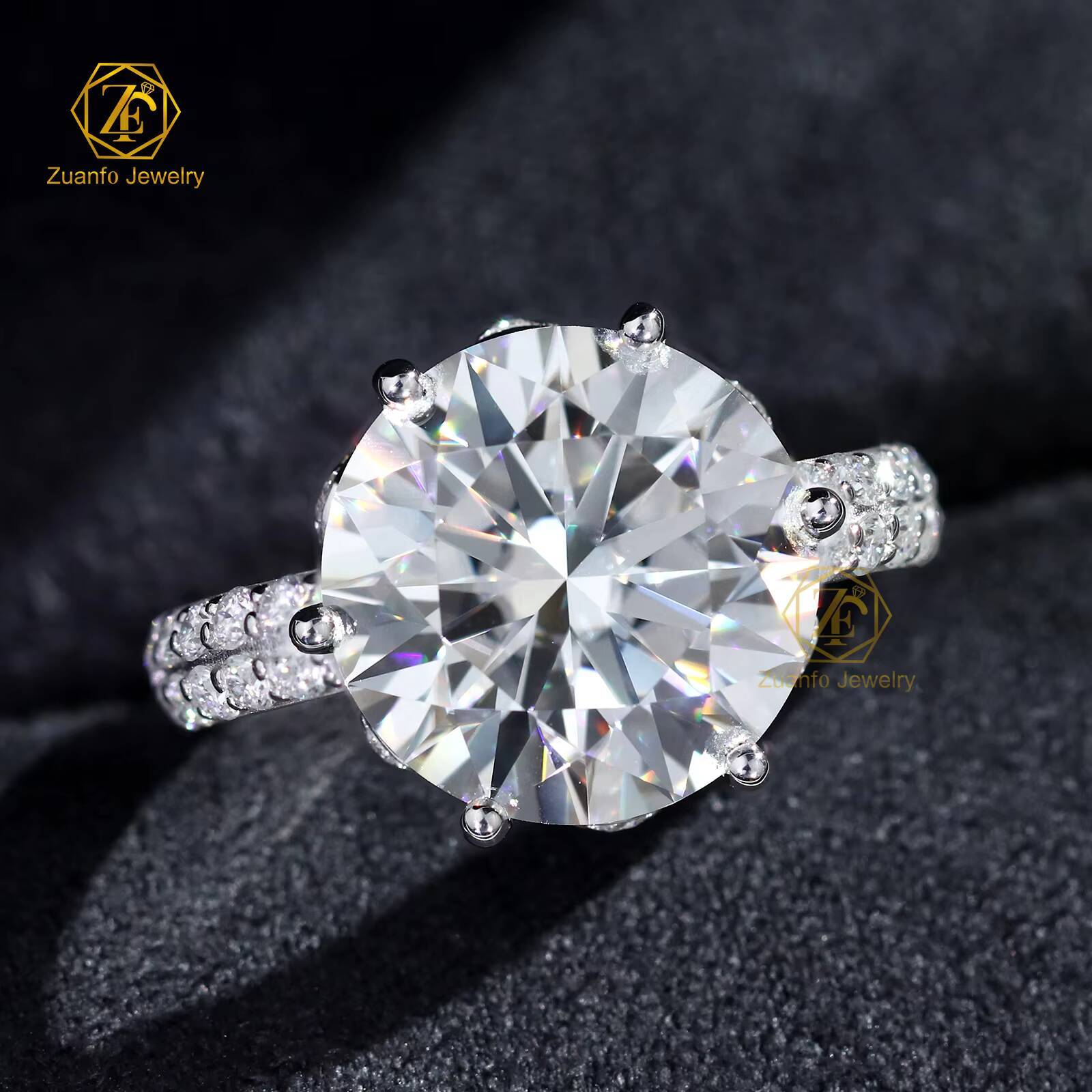 Customized 5carats Moissanite GRA Moissanite Pass Diamond Tester Pave Band Wedding Rings Fine Jewelry