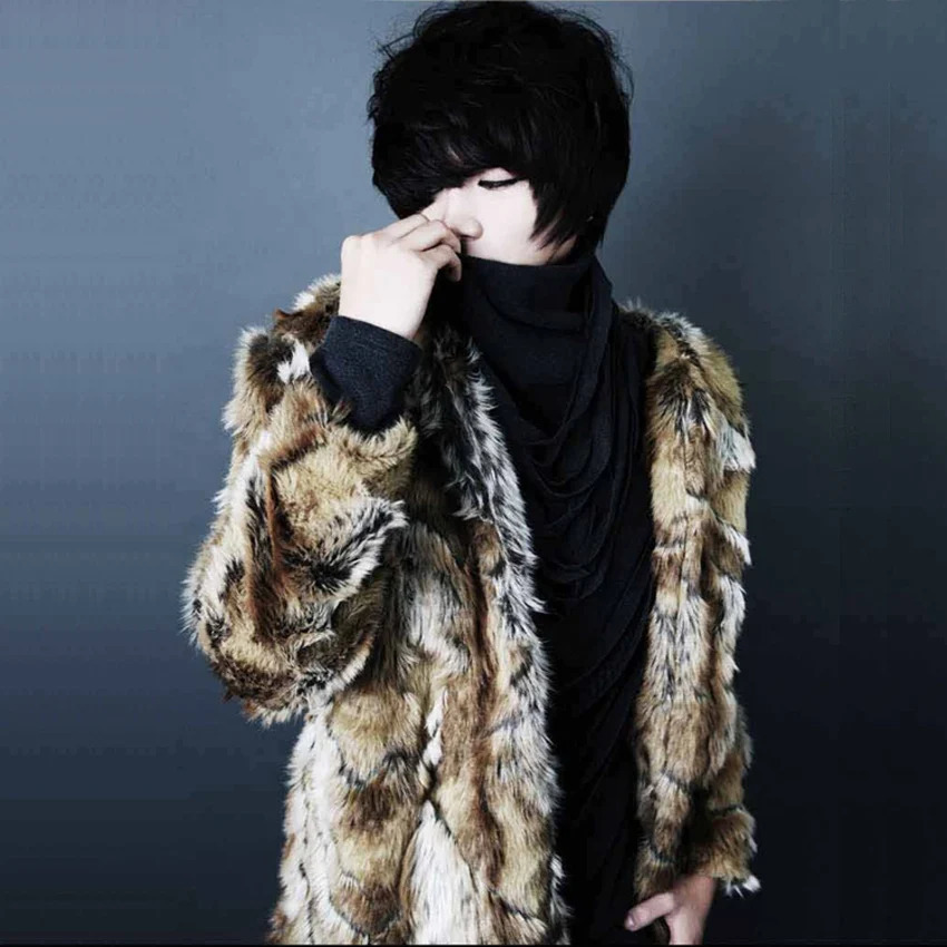 Autumn and winter mens fur coat mink coat in the long trench oversized retro leopard print Fur coat men jacket 251017