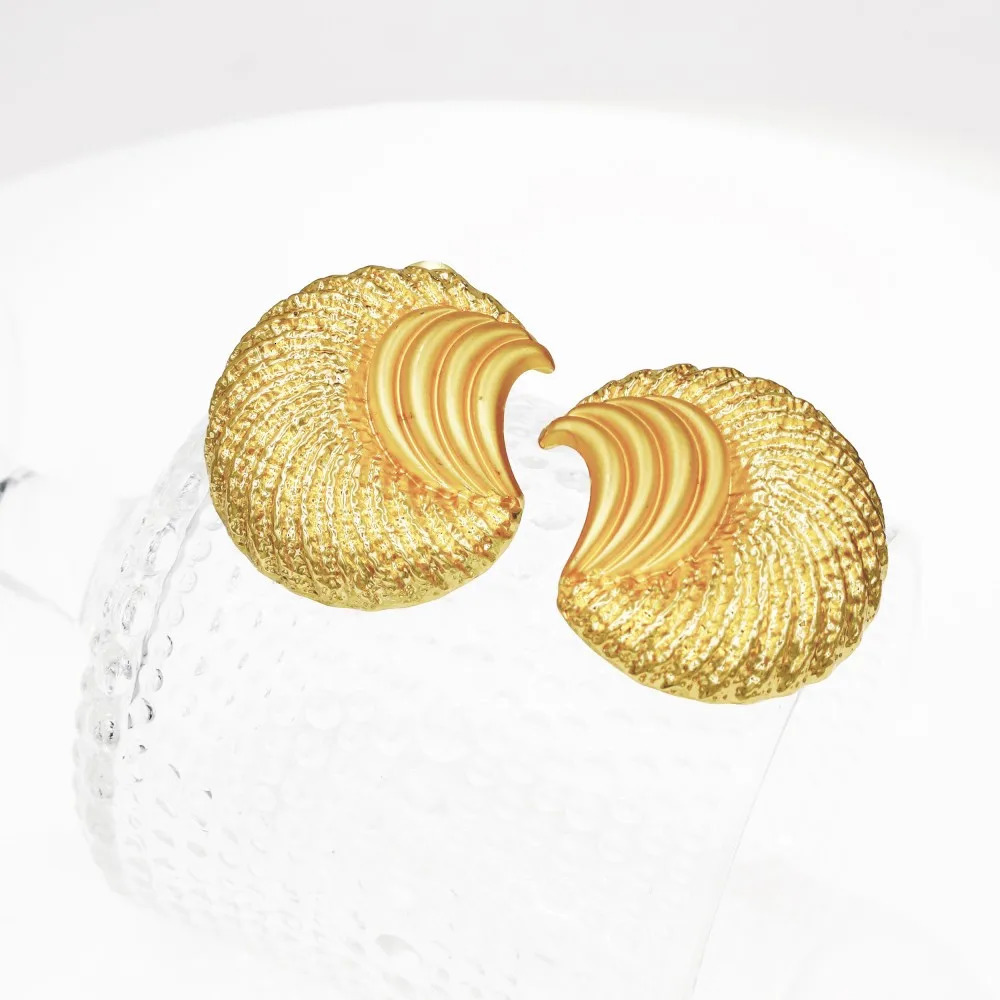 18K Gold Plated Big Jewelry Set Large Necklace Chunky Bangle Bracelet Moon Shape Piercing Earring Ring Women Wedding Gift 251016