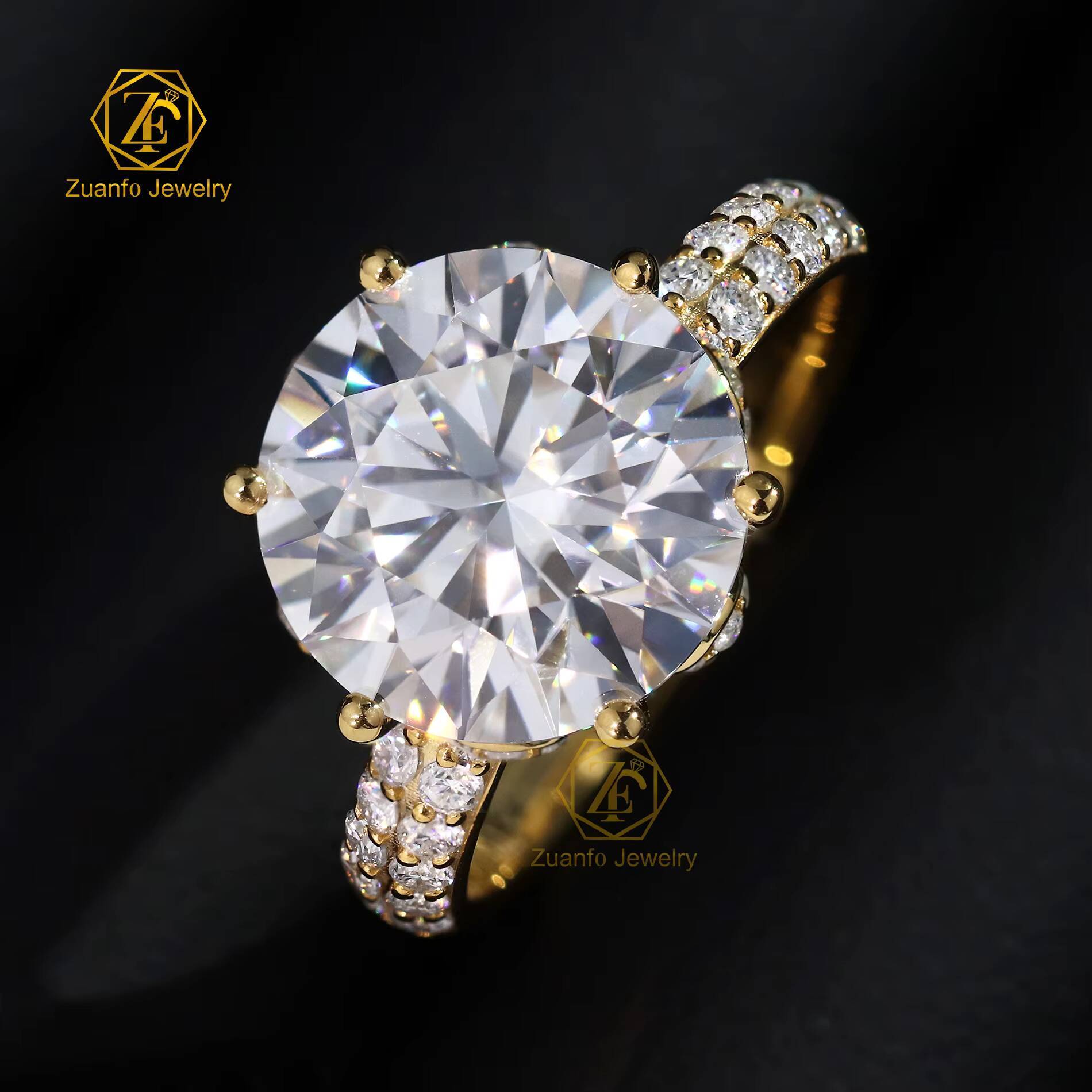 Luxury Moissanite Rings Women Engagement 5CT 11mm Large Size Round Cut Moissante Diamond 925 Silver Wedding Ring