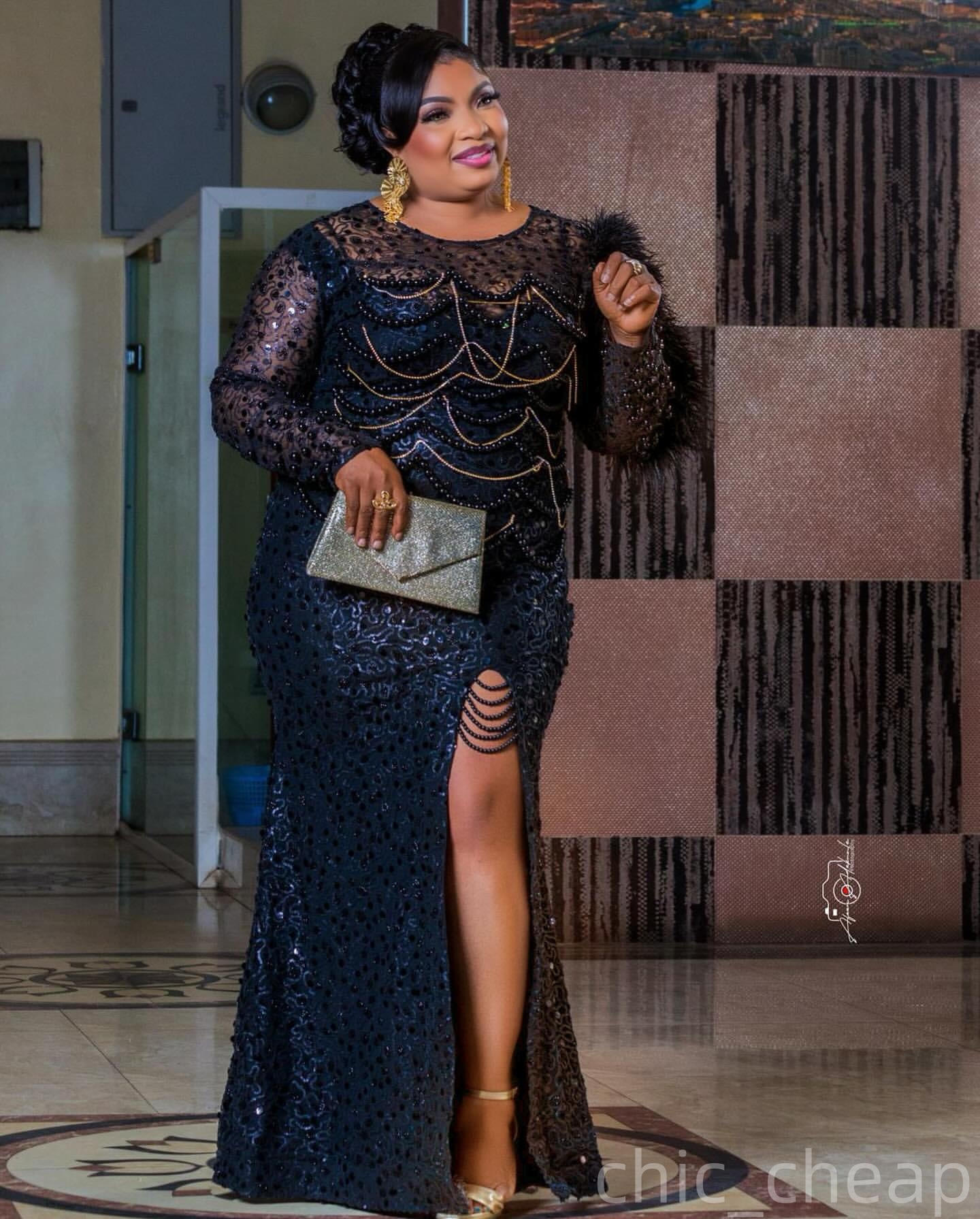 Mermaid Dark Navy Plus Size Prom Dresses 2025 Feather Beadings Lace High Split Evening Formal Party Second Birthday Engagement Gowns Dress For Special