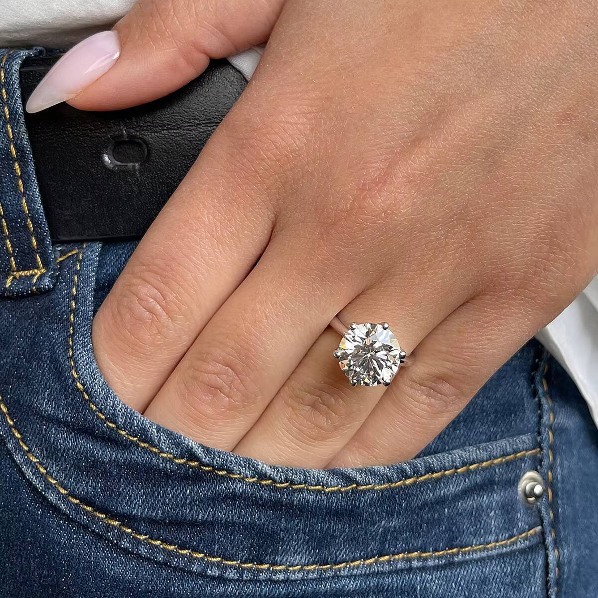 Real 925 Sterling Silver Gemstone Womans Diamond Ring Moissanite Solitaire Rings for Women Engagement Luxury Fine Jewelry