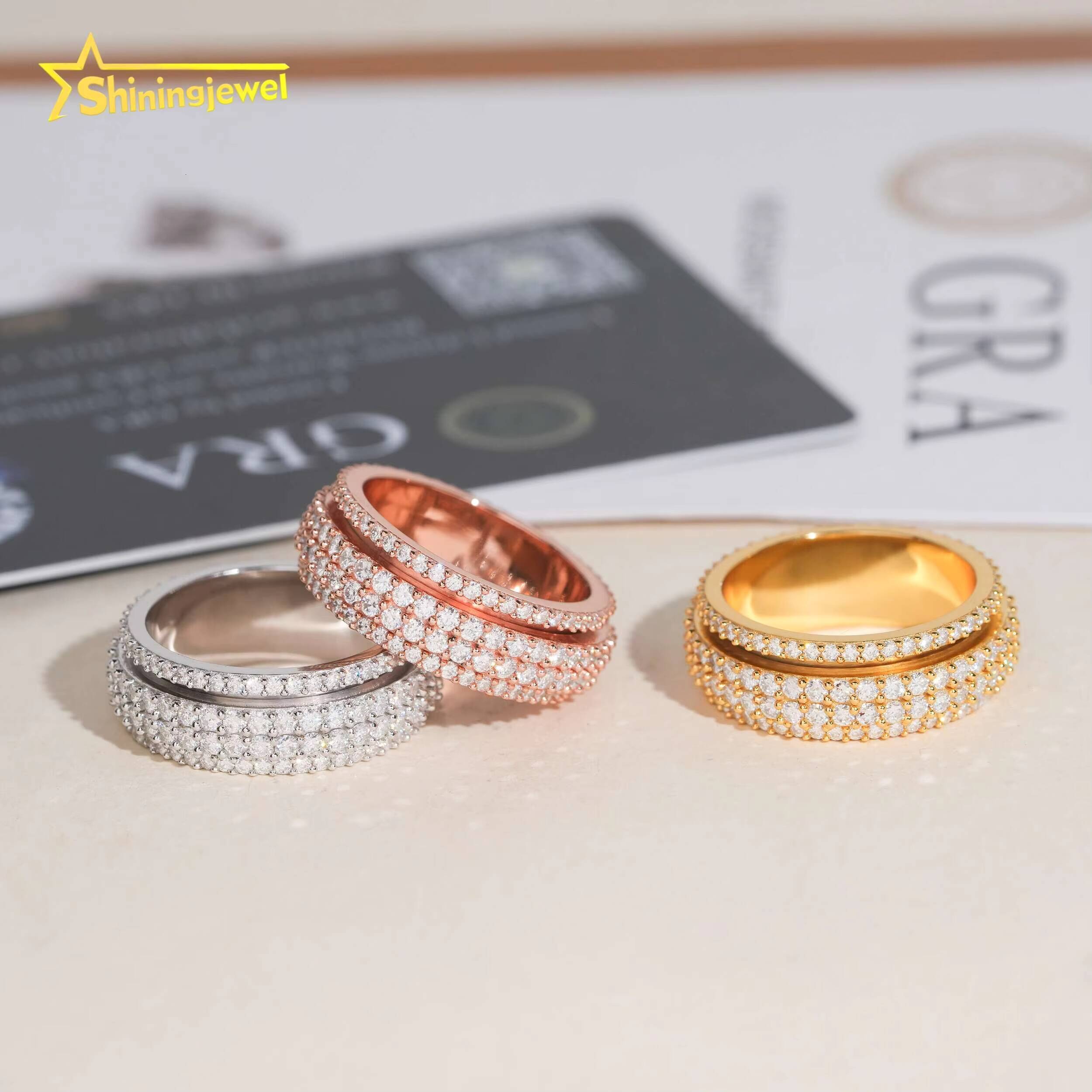 Iced Out Ring 925 Silver Moissanite Diamond Pass Diamond Tester Hip Hop Moissanite Rings Hip Hop Jewelry for Men