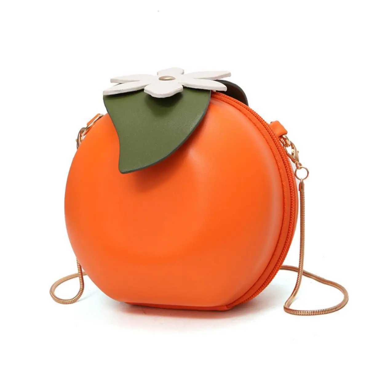 Womens Creative Cute Versatile Shoulder Crossbody Bag Chain Orange Round Bag Z251018