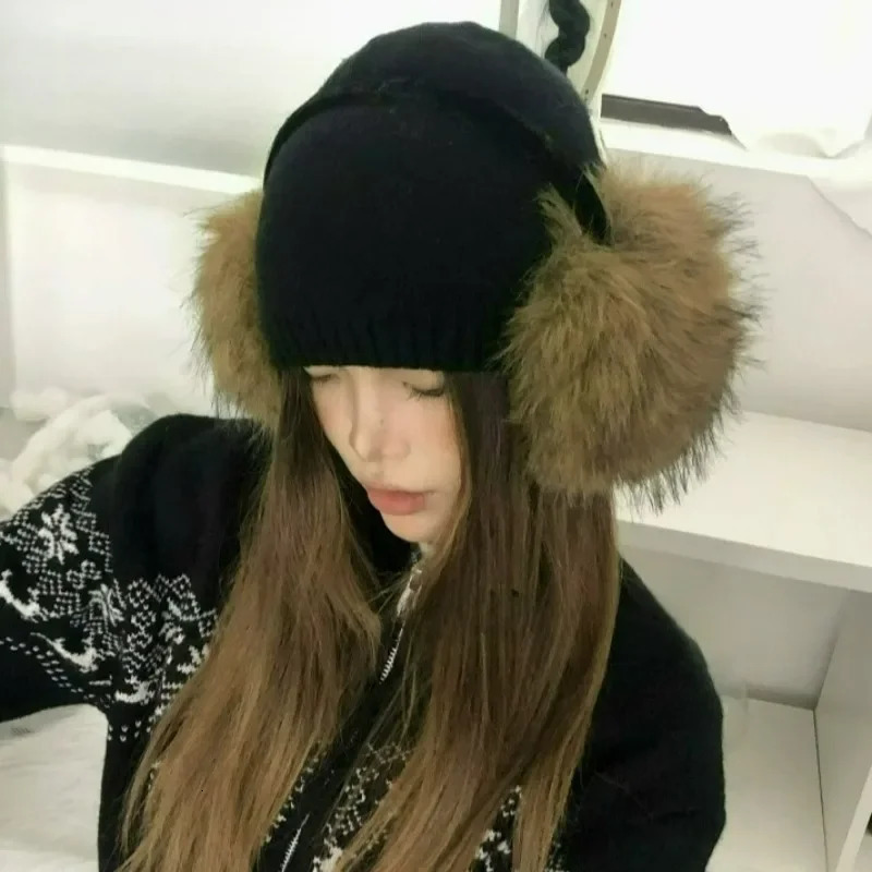 Outdoor faux fur ear muffs winter warm earplugs brown plush anticold windproof ear covers for men and women 251014