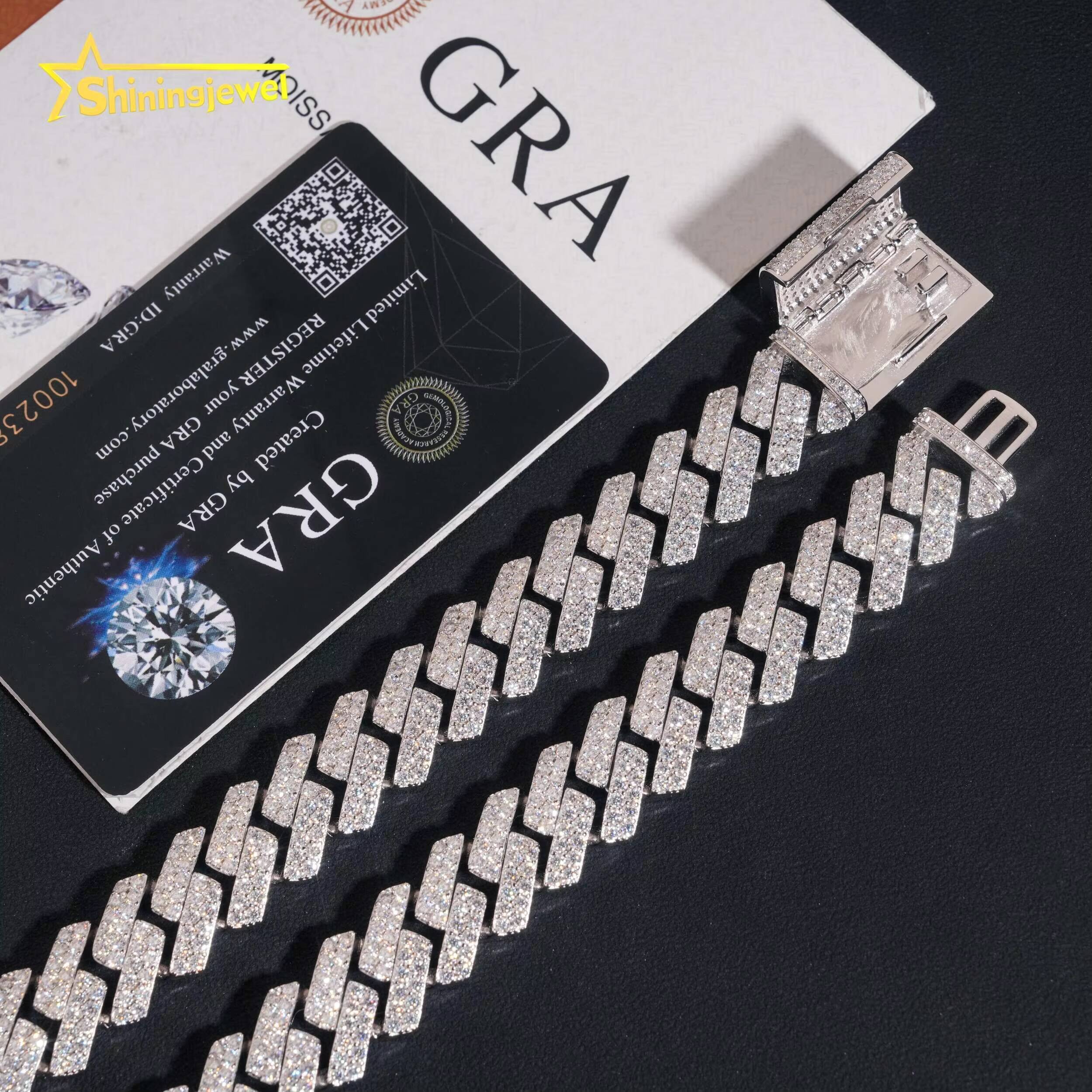 Pass Diamond Test 16mm VVS Moissanite Cuban Link Chain S925 Gold Plated Diamond Iced Out Hip Hop Cuban Link Chain