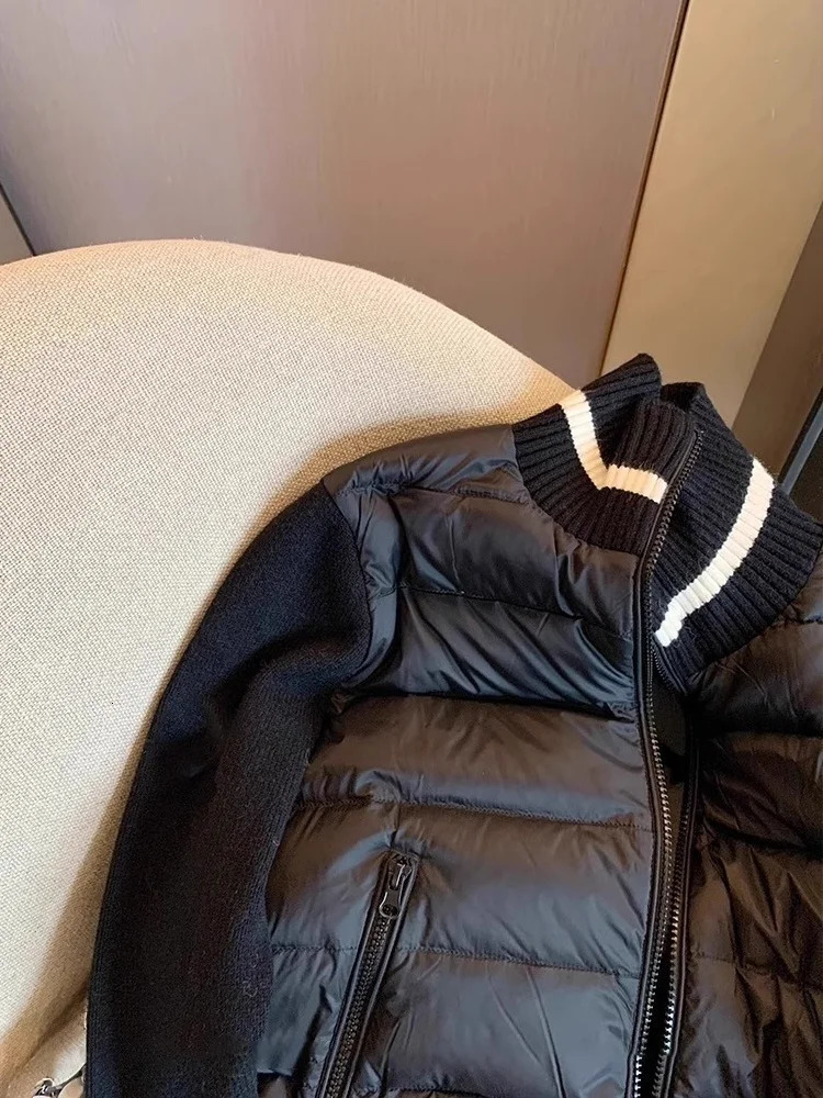 Trendy Vintage Knitted Splicing Cotton Jaet Loose Fit Stand Collar for Men Warmth Assurance Casual Wear Zipper Decoration 251017