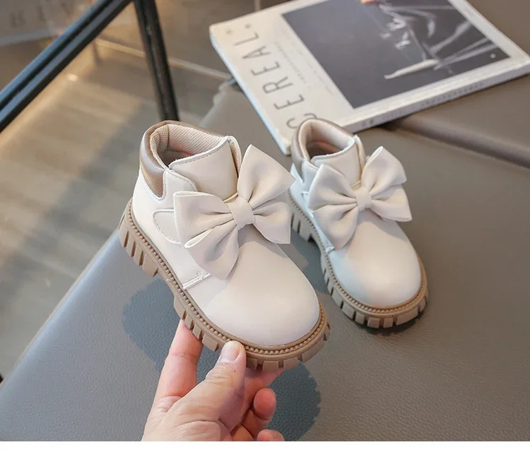 Kids Boots for Girls Ankle High Children Ankle Boots with Bowknot Princess Sweet Soft Rubber Outsole Antiskid Fashion 2130 251017