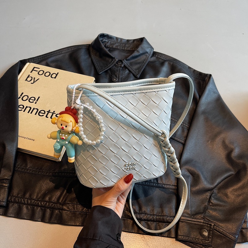 Luxury Brand Designer Bag 2025 Summer New High-Quality Woven Bucket Bag For Women, Casual Simple Versatile Shoulder Crossbody Bag