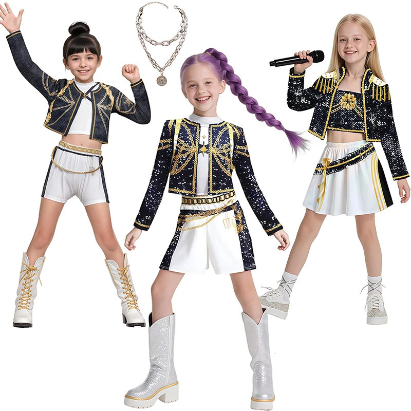 Sall KPop Demon Hunter Cosplay Girls Clothing Sets Festival Children Fantasy Pop Singer Masquerade Performance Costumes 251017