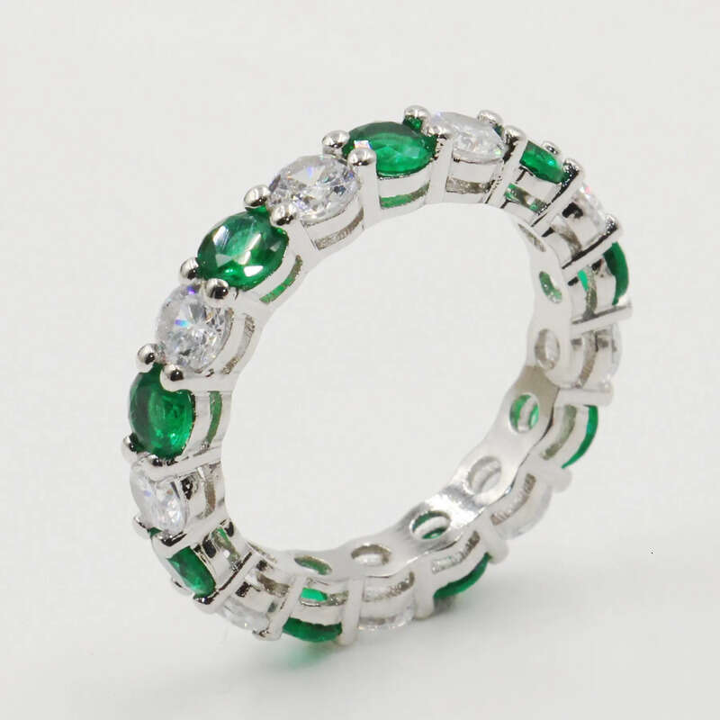 Size 5-10 Drop Shipping High Quality Jewelry Sterling Sier Emerald Gemstones CZ Dia Lucky Wedding Engagement Band Ring Set