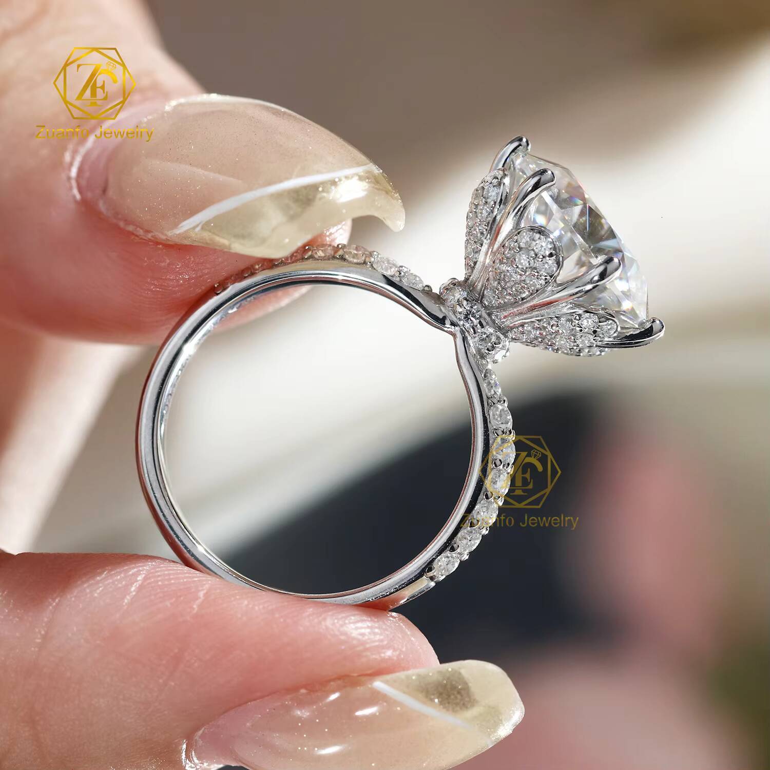 Customized 5carats Moissanite GRA Moissanite Pass Diamond Tester Pave Band Wedding Rings Fine Jewelry