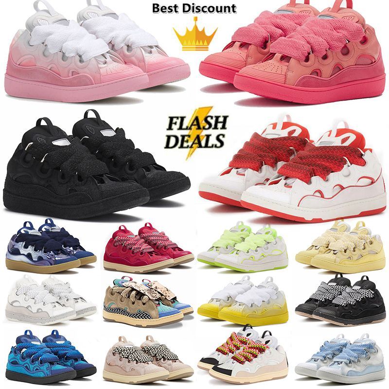 Top Quality Designer Shoes Curb Sneakers Men Women Luxury Shoe Embossed Calfskin Stripe Stretch Cotton Low All Black Pink Bottoms Rubber Loafers Shoes Trainers