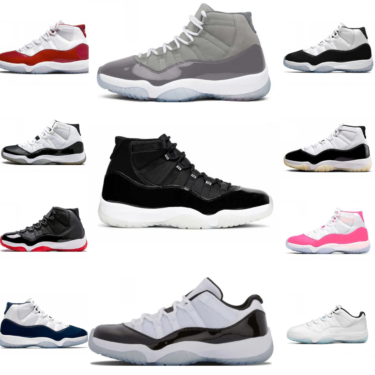 J11 11 Basketball Sports Shoes Trainers 11s Bred Velvet Gold Sail Cherry COOL GREY RetroES Shoe Space Jam Cool Cement Grey Unc Gamma Blue Space Olive Men Women Sneakers