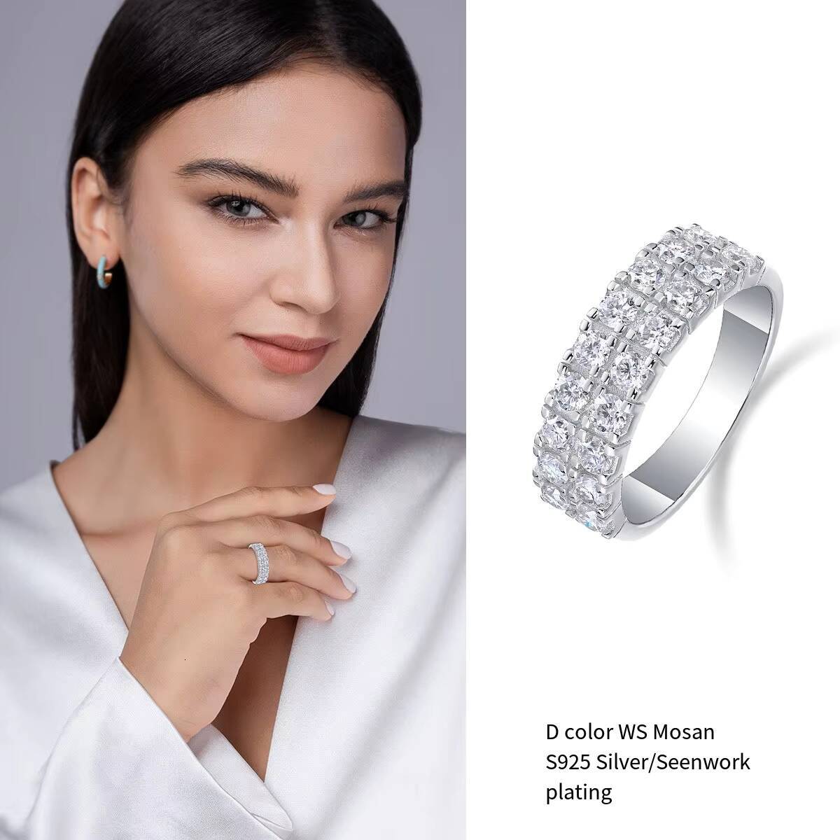 Factory Wholesale Moissanite Wedding Band 108Carat Round Shape Start Moissanite Ring Antique New Design for Wedding Band