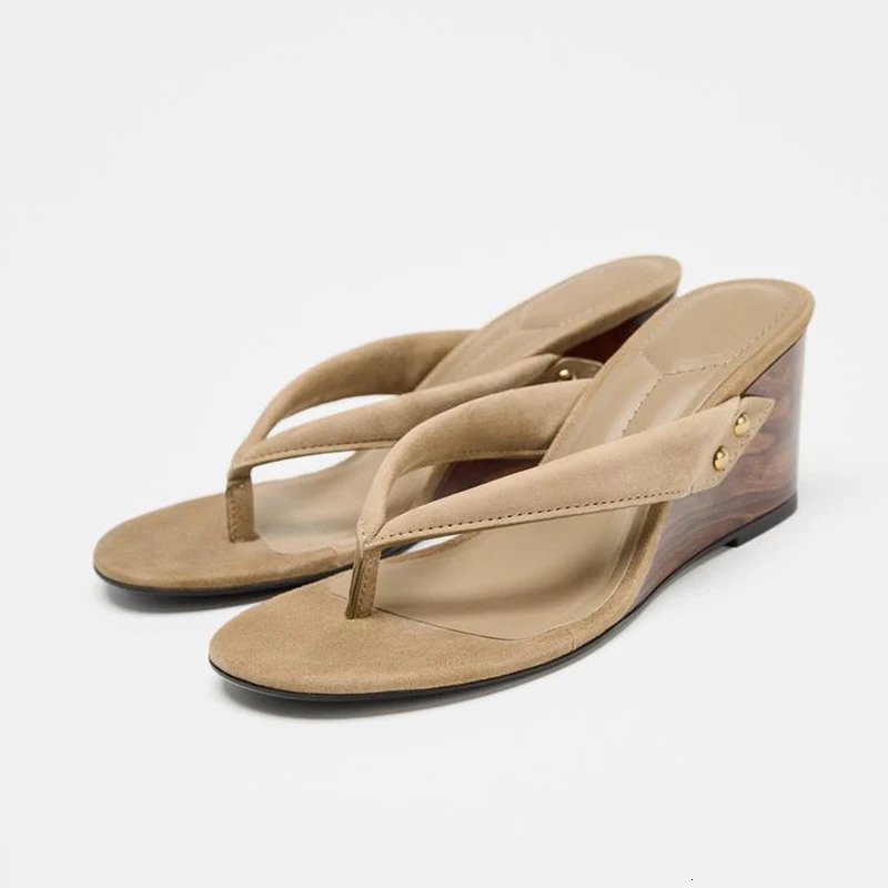 Summer Fashion Wedges Heel Flip Flop Outdoor Clip Toe Women Gladiator Slippers Ladies Beach Vacation Slides 251015