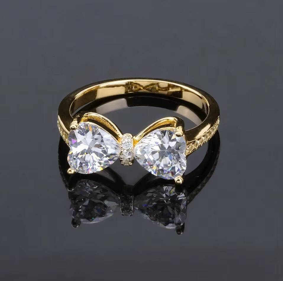 Fine 925 Sterling Silver Jewelry Moissanite Bow Ring for Fancy Bride Ceremony Party Nice Moissanite Wedding Rings for Woman