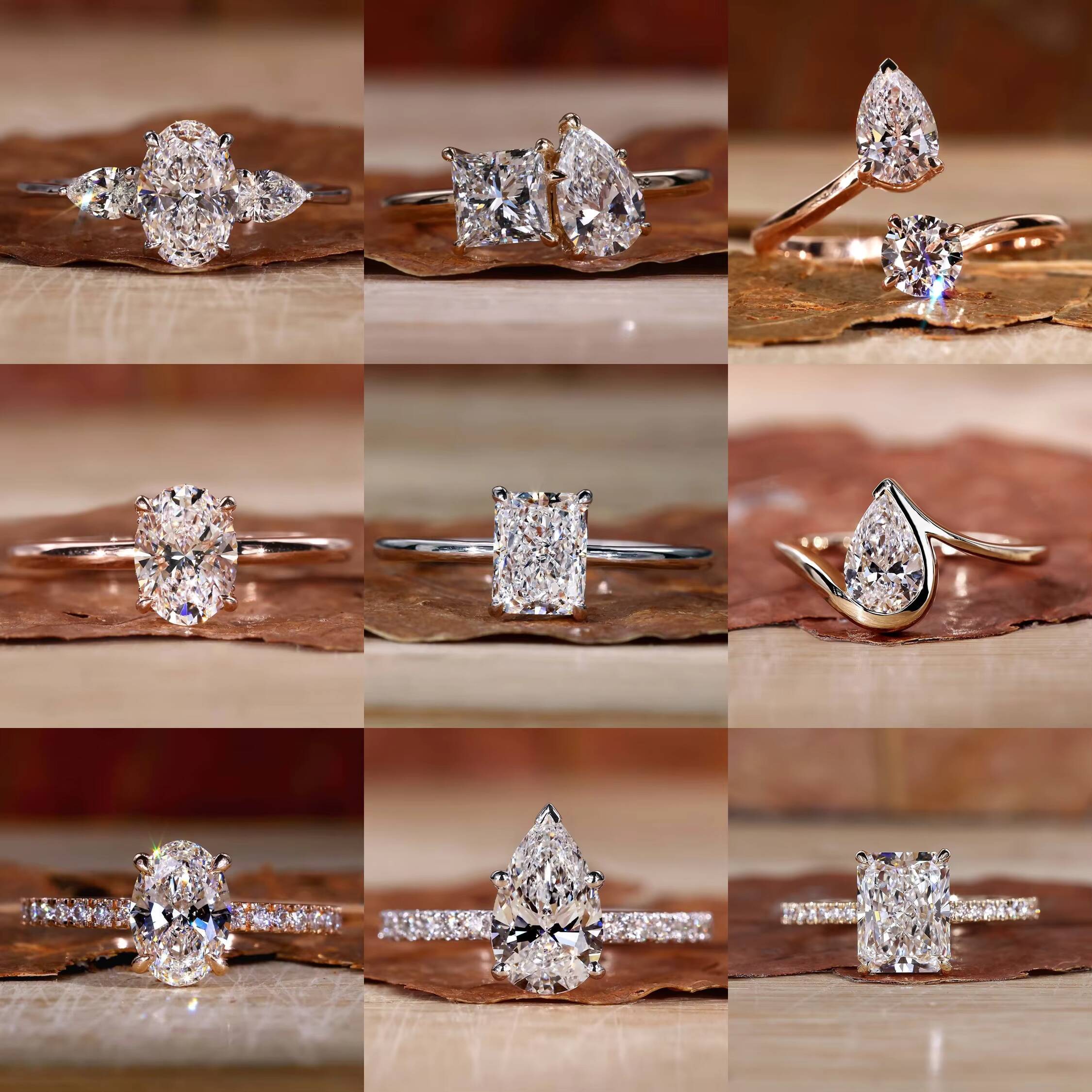 14k Yellow Gold D VVS1 Moissanite Ring 1 Ct 2 Ct Oval Cut Eternity Mossanite Wedding Rings for Women