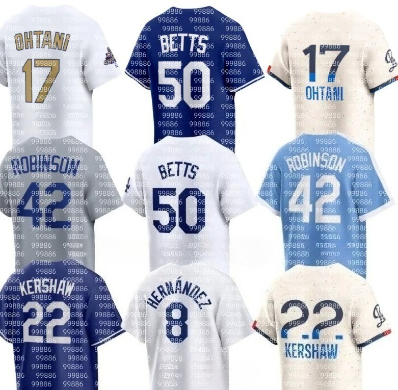 MLB Dodgers Jersey custom Jackie Robinson Fernando Valenzuela Shohei Ohtani Mookie Betts Freddie Freeman Yoshinobu Yamamoto Teoscar Hernandez Enrique Will Smith