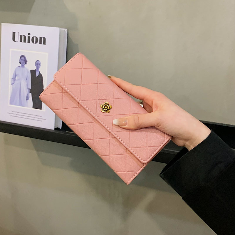 Luxury Brand Designer Bag Camellia Long Wallet For Women 2025 New Korean Style Simple Coin Purse Large Capacity 70% Off Fold Handheld Wallet For Women